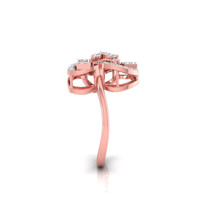floral cocktail diamond ring in rose gold