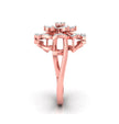 floral cocktail style diamond ring in rose gold