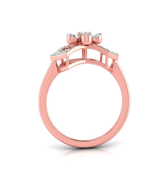 floral design round cut diamond ring in rose gold