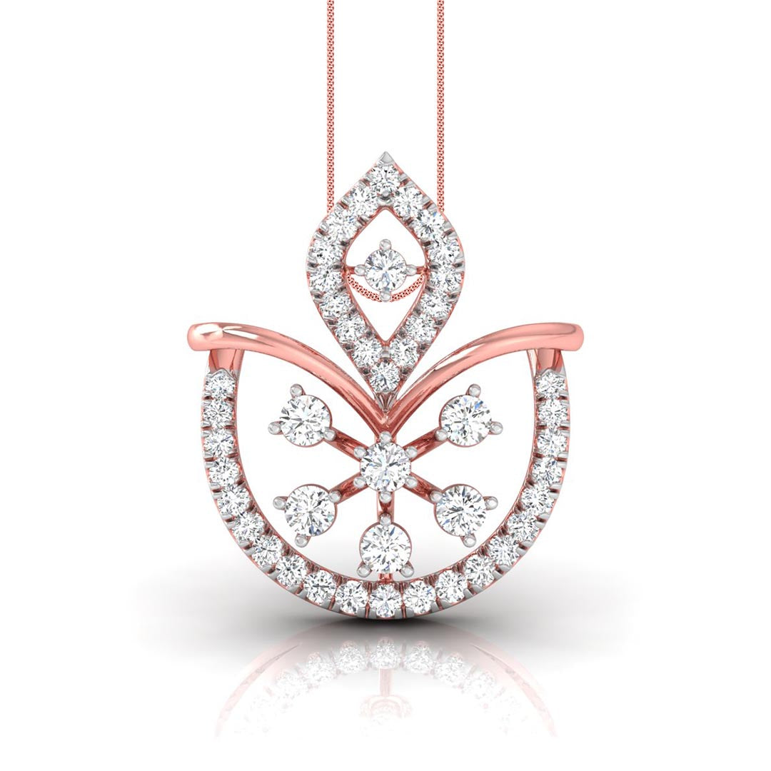 floral fan style lab-grown diamond pendant necklace in rose gold