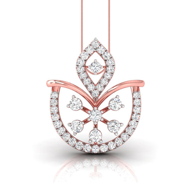 floral fan style lab-grown diamond pendant necklace in rose gold