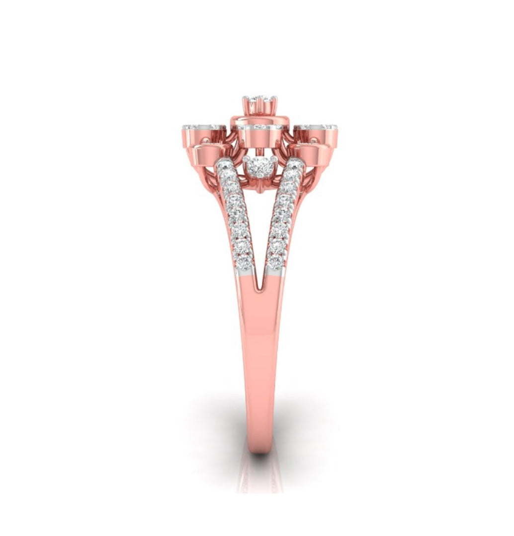 floral halo cocktail diamond ring in rose gold