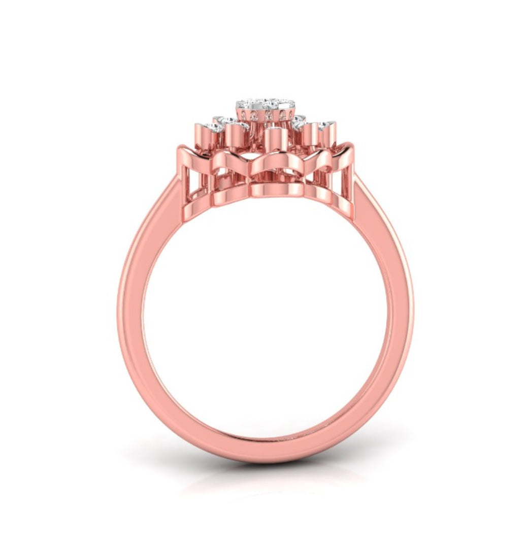 floral round cut cluster lab-grown diamond ring in rose gold
