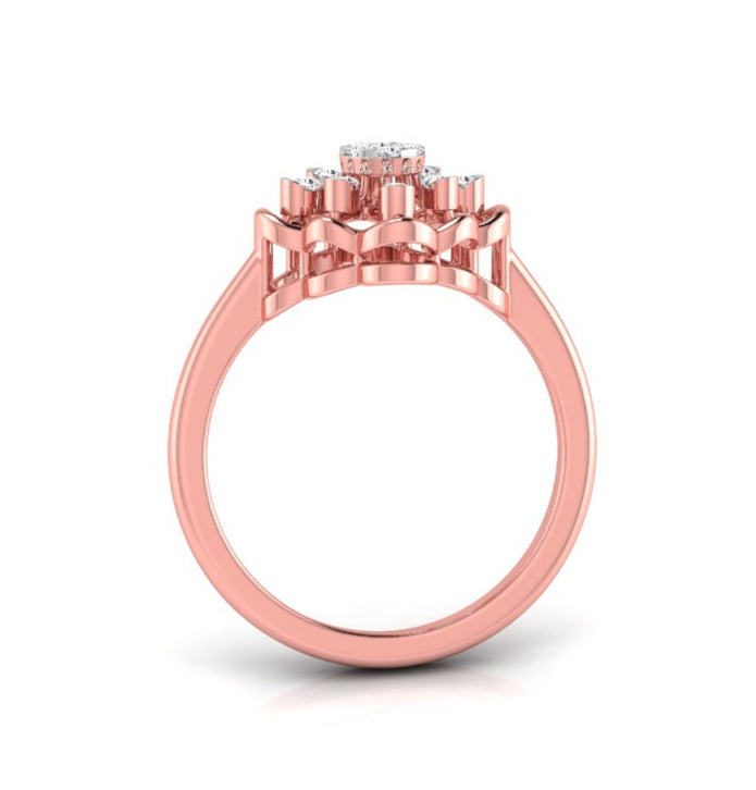 floral round cut cluster lab-grown diamond ring in rose gold