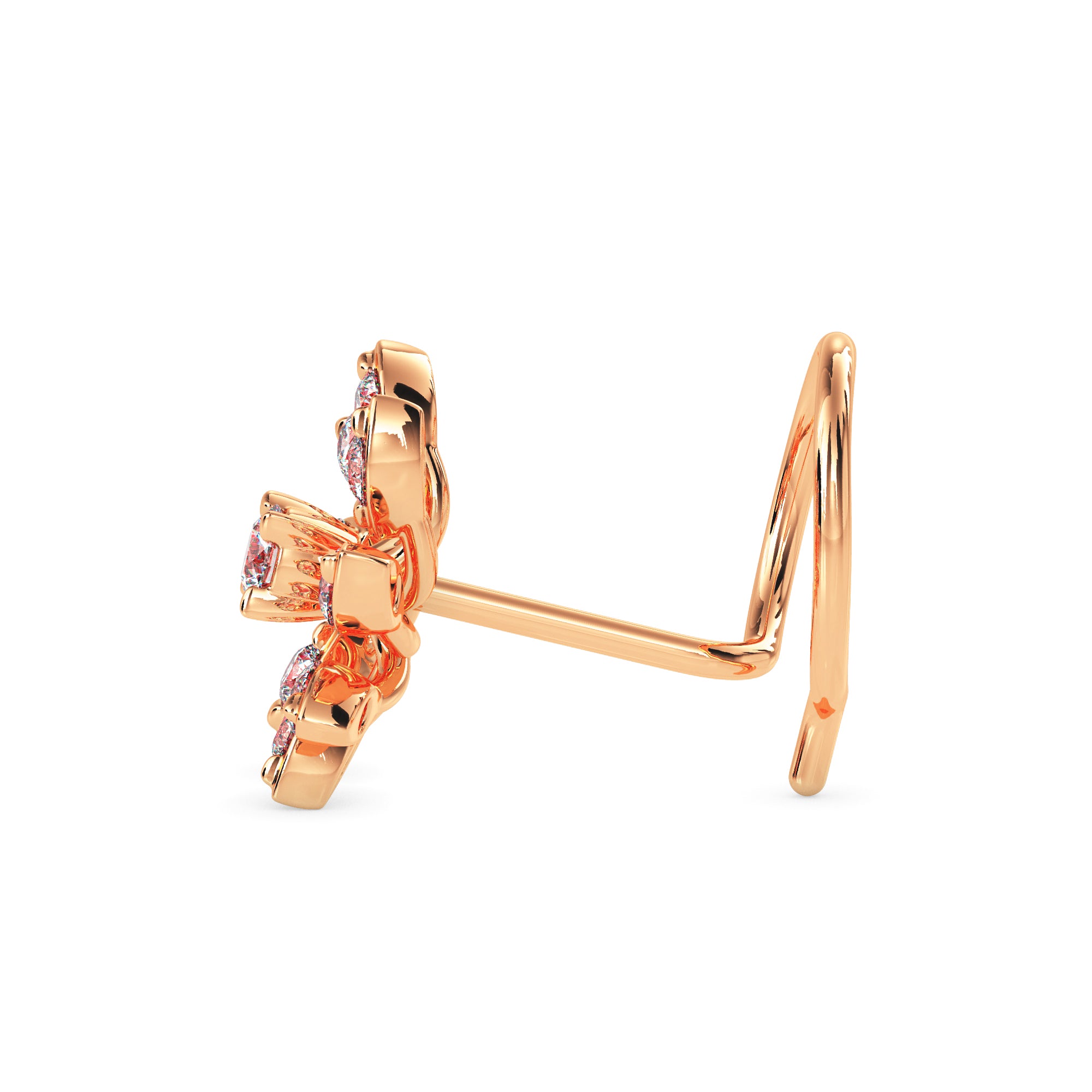 floral spiral lab-grown diamond nosepin in rose gold