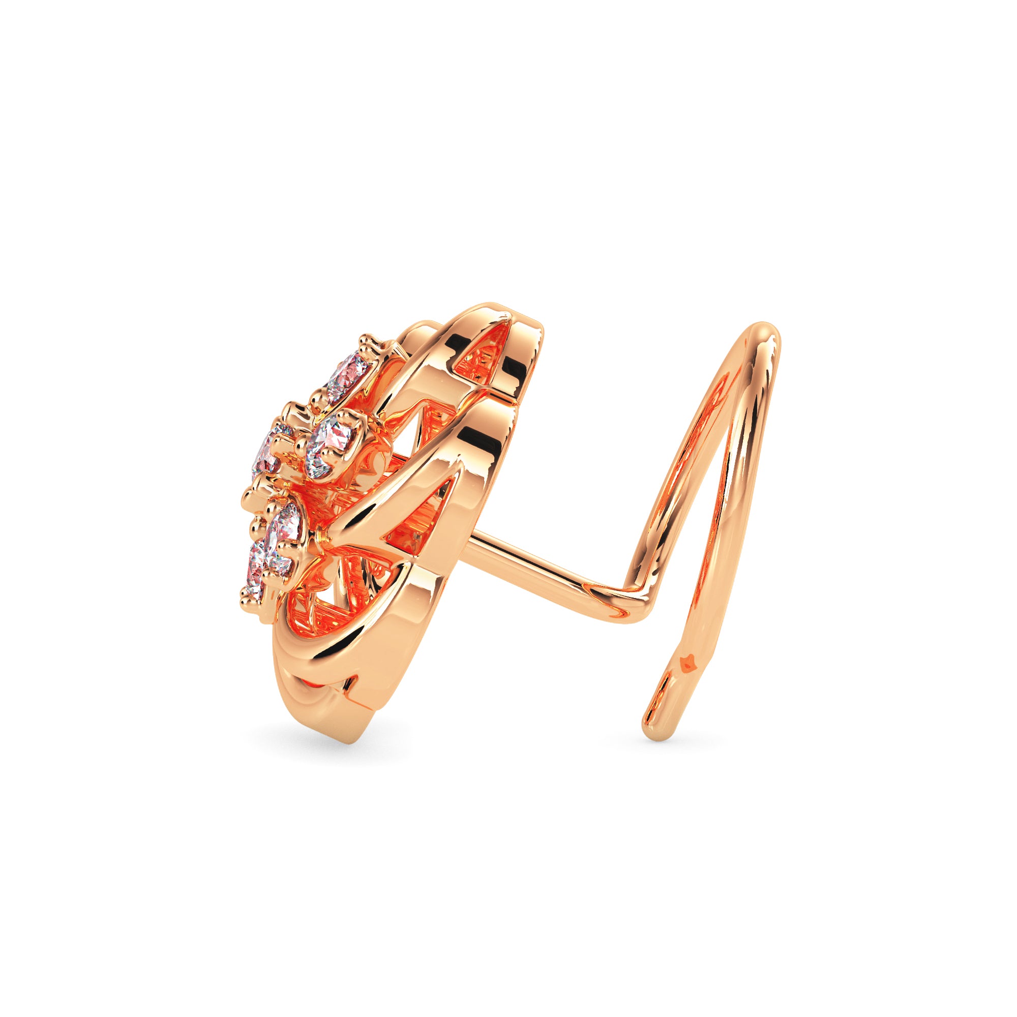 flower design lab-grown diamond nosepin in rose gold