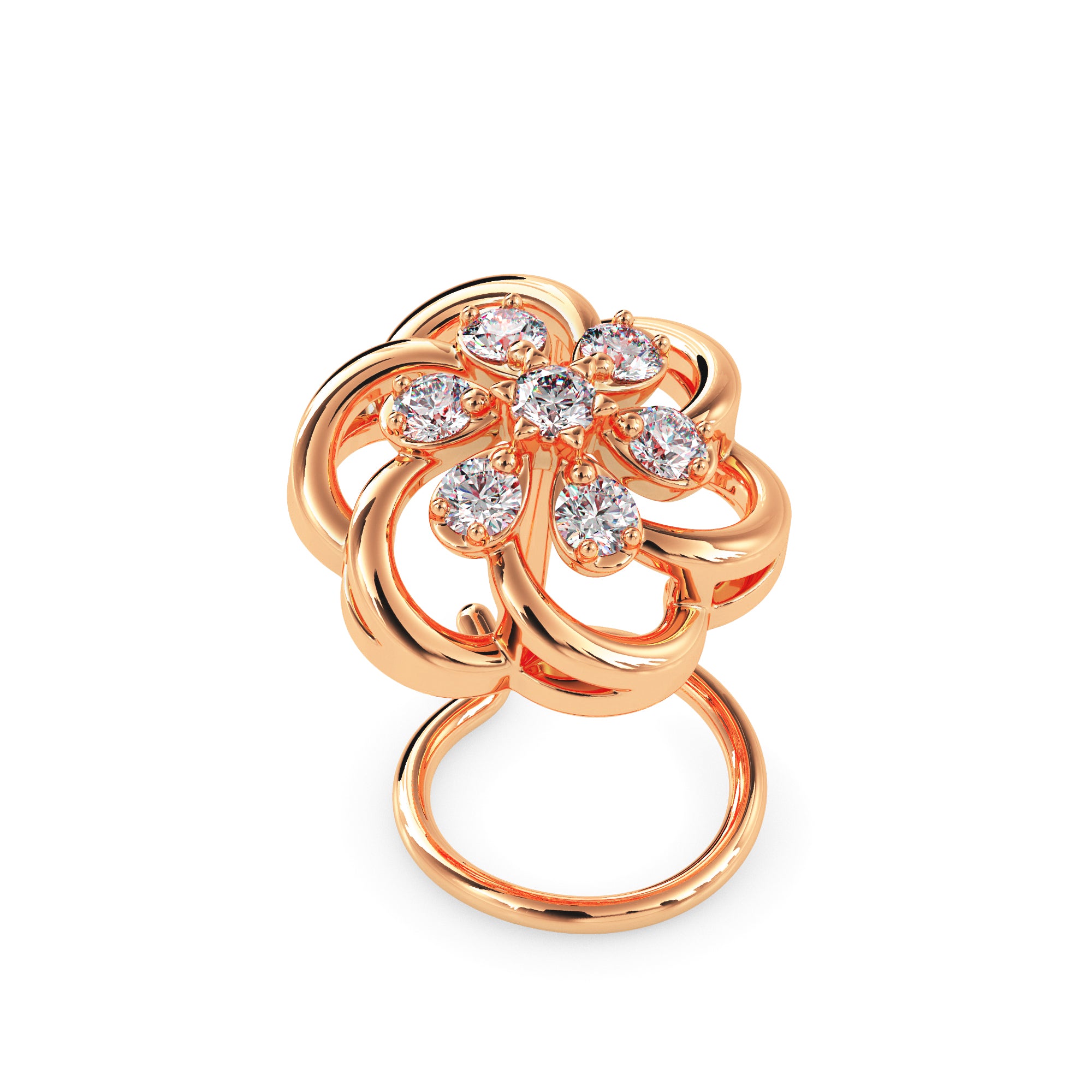flower design lab-grown diamond nosepin in rose gold