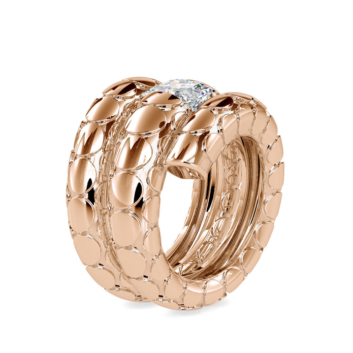 emerald cut flush set lab-grown diamond ring in rose gold