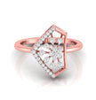 floral cluster geometric frame lab-grown diamond ring in rose gold