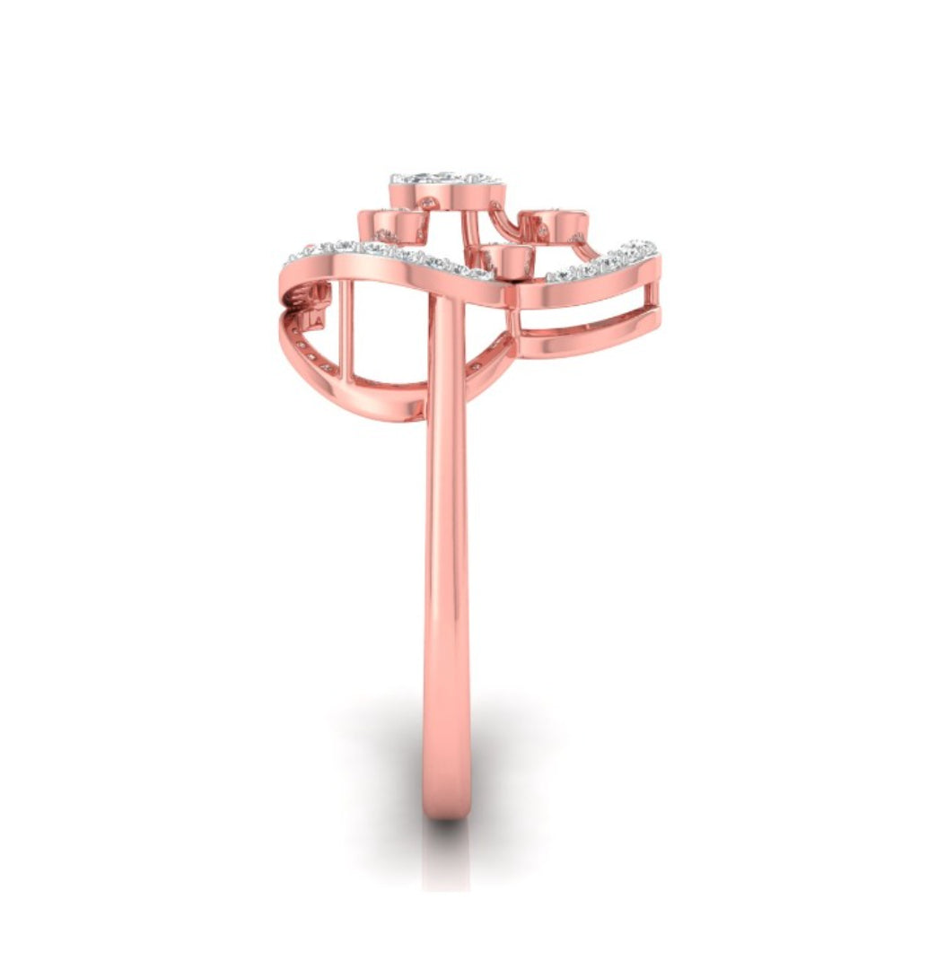 halo cocktail diamond ring in rose gold