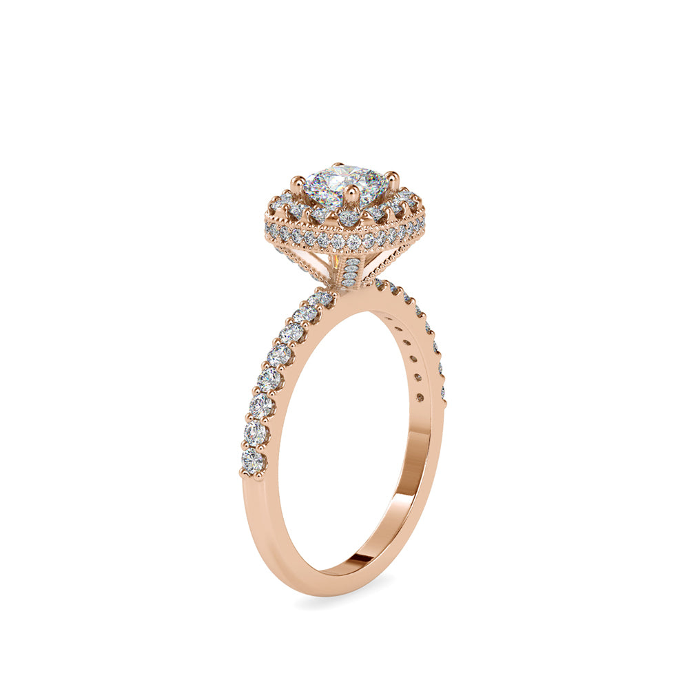 cushion halo lab-grown diamond ring in rose gold