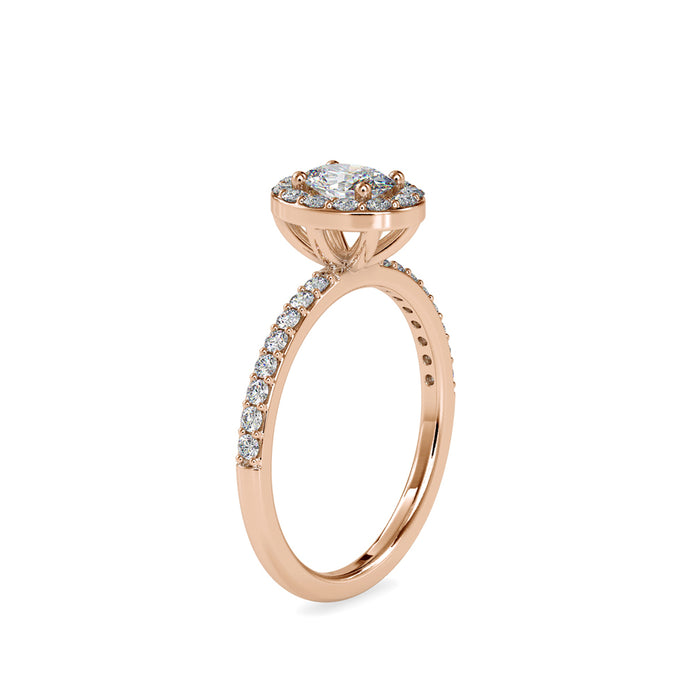 oval halo lab-grown diamond ring in rose gold