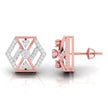 hexagon cluster diamond stud earrings in rose gold