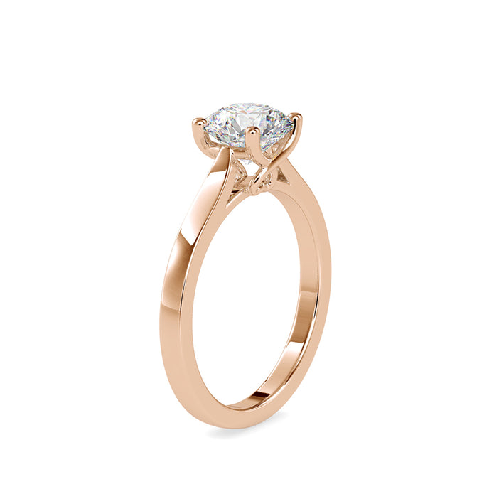 round cut solitaire lab-grown diamond ring in rose gold