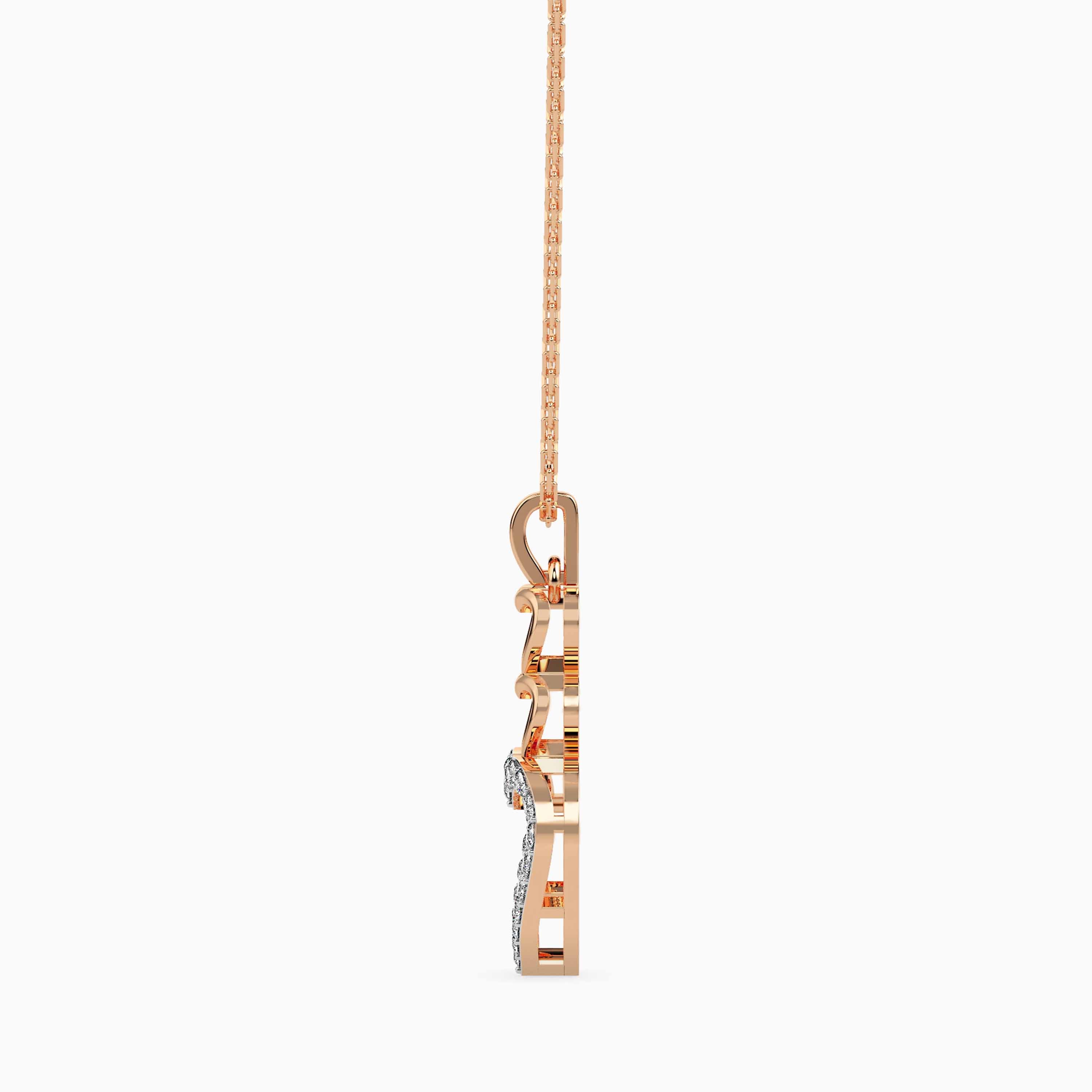 layered heart diamond pendant necklace in rose gold