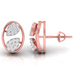 Lab-Grown Diamond Leaf Design Round Rose Gold Stud Earrings