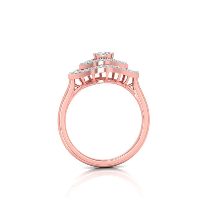 marquise cut double halo diamond ring in rose gold