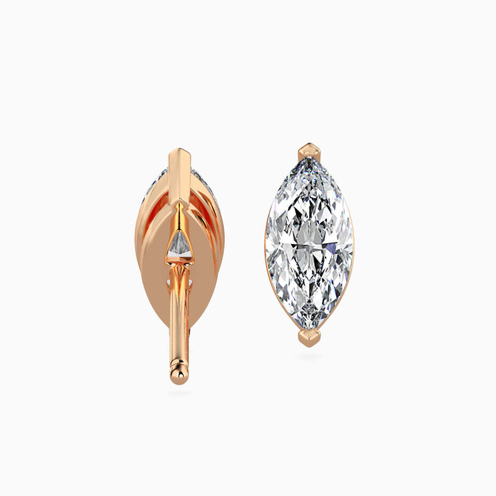 marquise prong set diamond stud earrings in rose gold