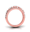 oval shape round cut cluster lab-grown diamond band in rose gold