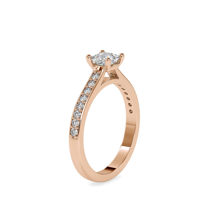 princess prong lab-grown diamond ring in rose gold