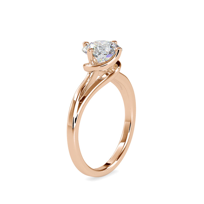 round cut bypass solitaire lab-grown diamond ring in rose gold