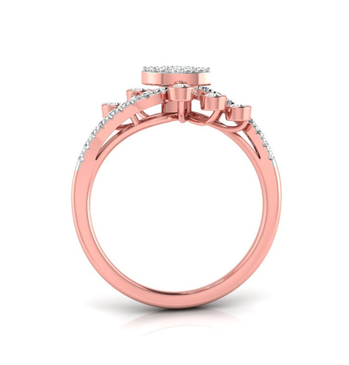 round cut cluster diamond ring in rose gold