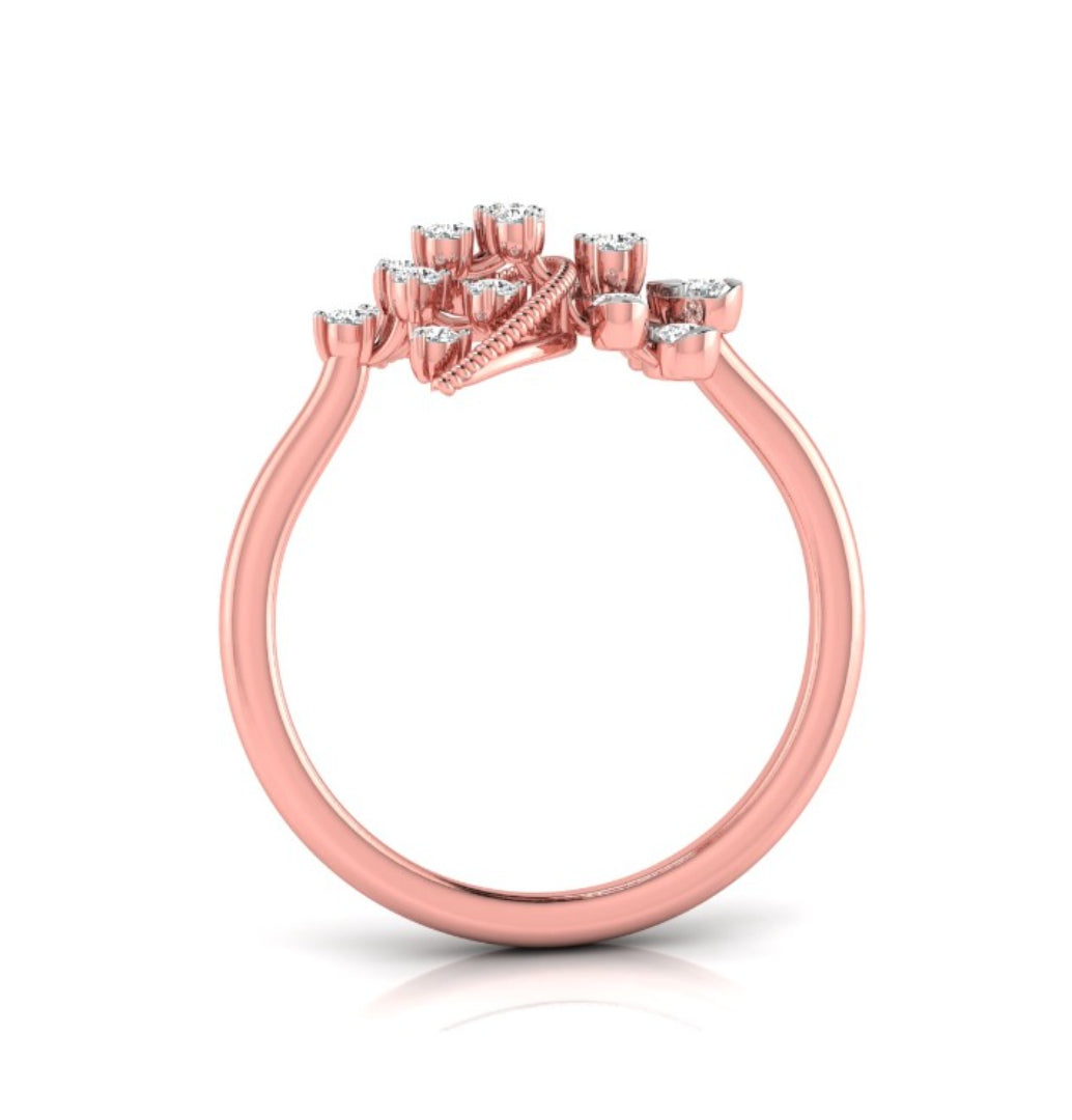 round cut fan shaped lab-grown diamond ring in rose gold