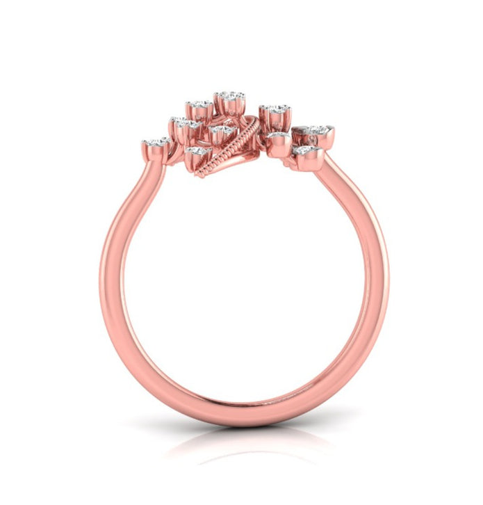 round cut fan shaped lab-grown diamond ring in rose gold