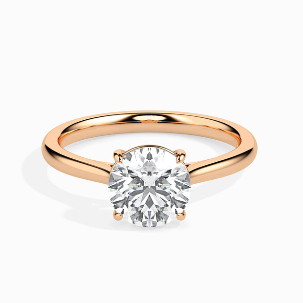 round cut solitaire diamond ring in rose gold