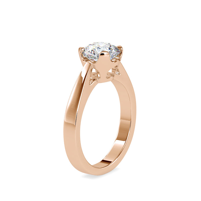 round cut tulip solitaire diamond ring in rose gold