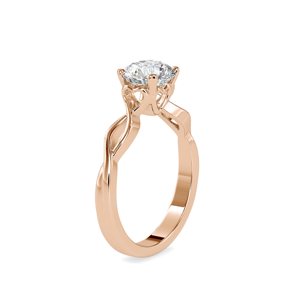 round cut twisted solitaire lab-grown diamond ring in rose gold