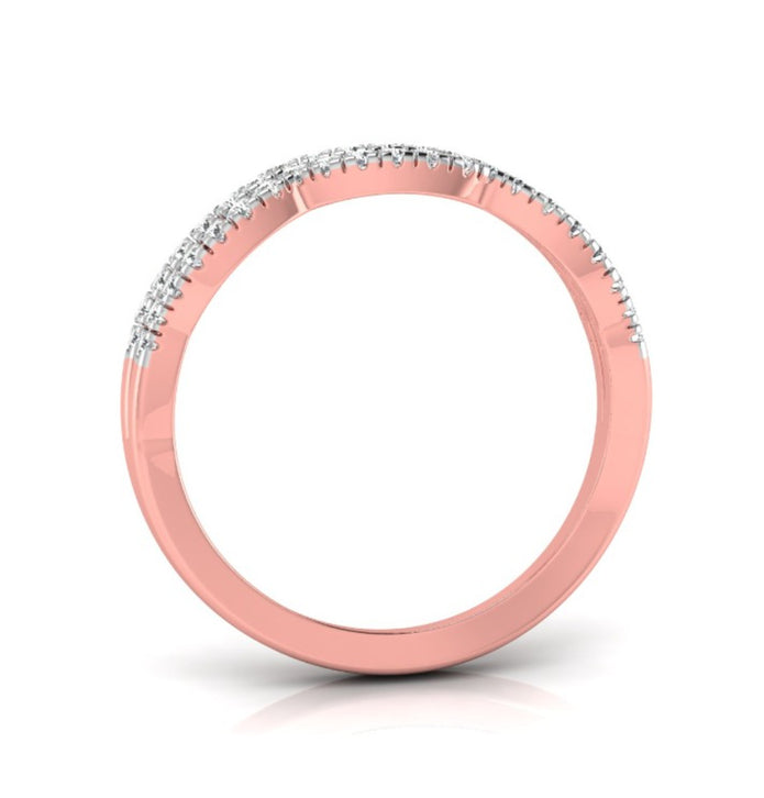 round cut wave design lab-grown diamond band in rose gold