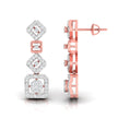 round diamond dangler earrings in rose gold