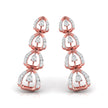 round diamond dangler earrings in rose gold