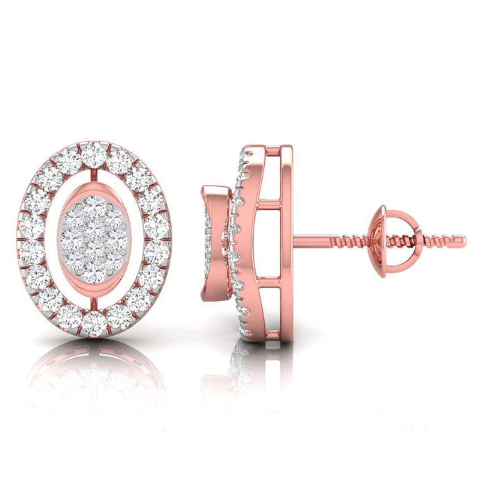 round diamond stud earrings in rose gold