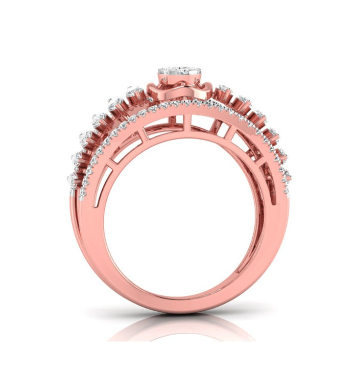 round and marquise cut lab-grown diamond band in rose gold
