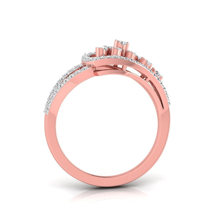 round prong half bezel diamond ring in rose gold
