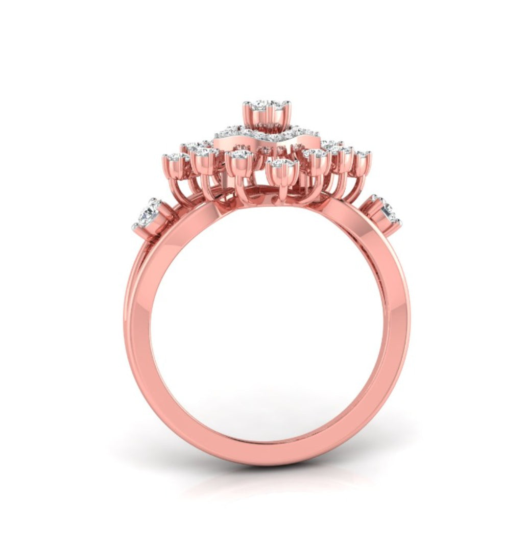 square halo prong set lab-grown diamond ring rose gold