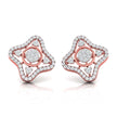star shape round diamond stud earrings in rose gold