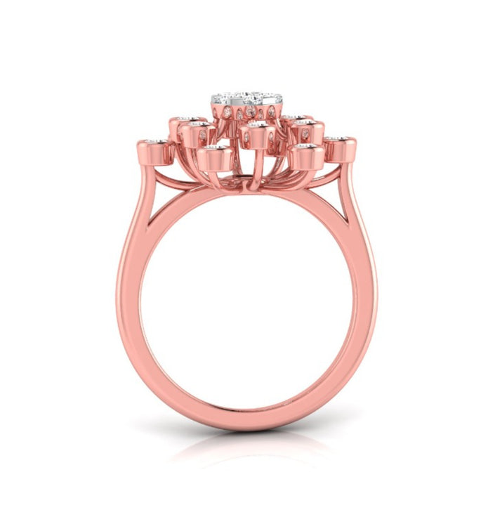 Starburst Design Round Cut Lab-Grown Diamond Rose Gold Ring