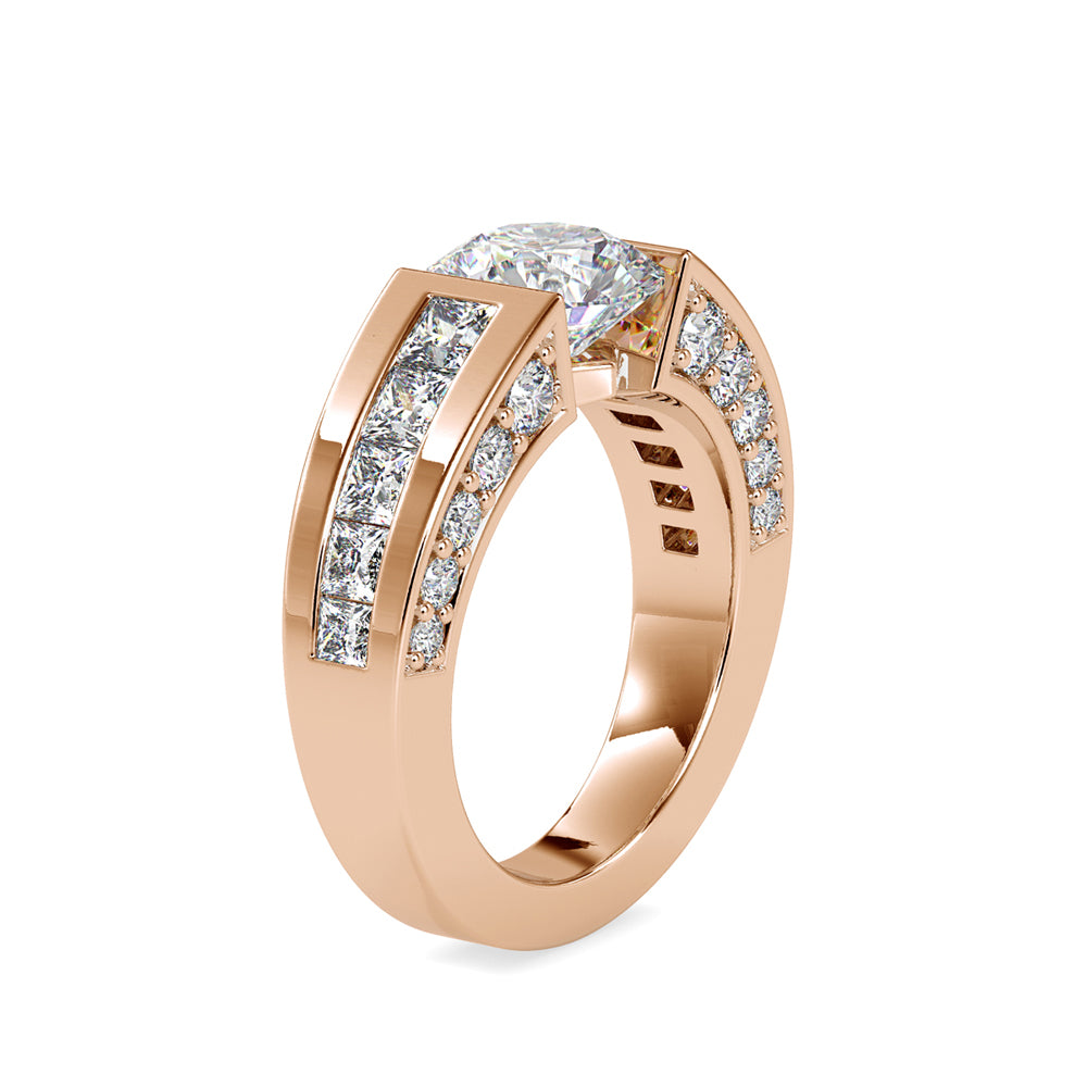 round cut tension lab-grown diamond ring in rose gold