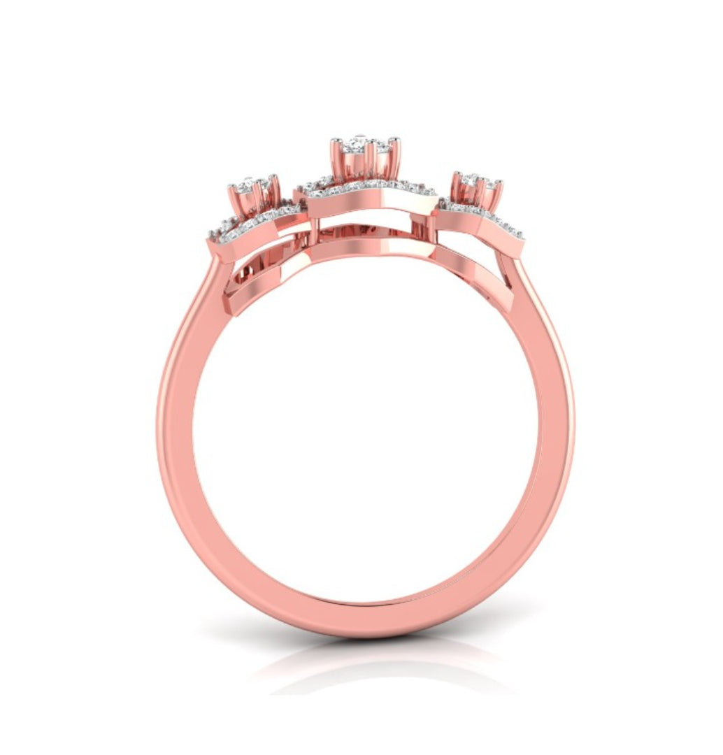 three hexagon diamond ring in rose gold