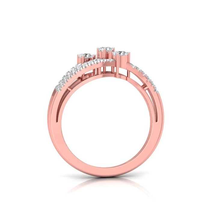 pear cut three stone lab-grown diamond ring in rose gold