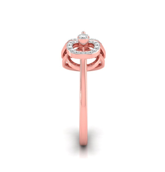 triangle teardrop shape diamond ring in rose gold