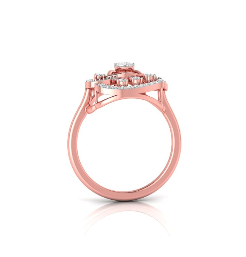 trillion shape cluster diamond ring in rose gold