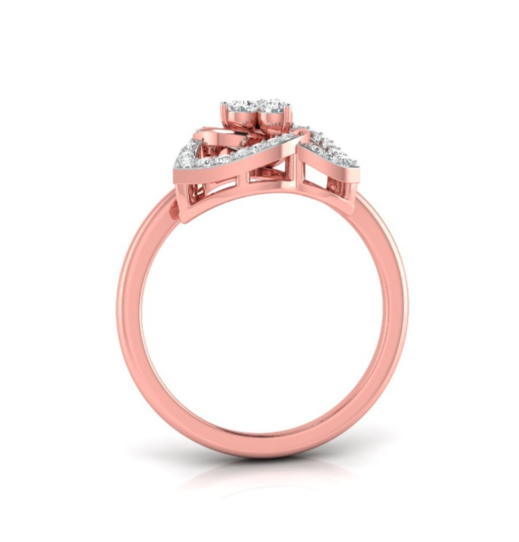 round cut triple loop lab-grown diamond ring in rose gold