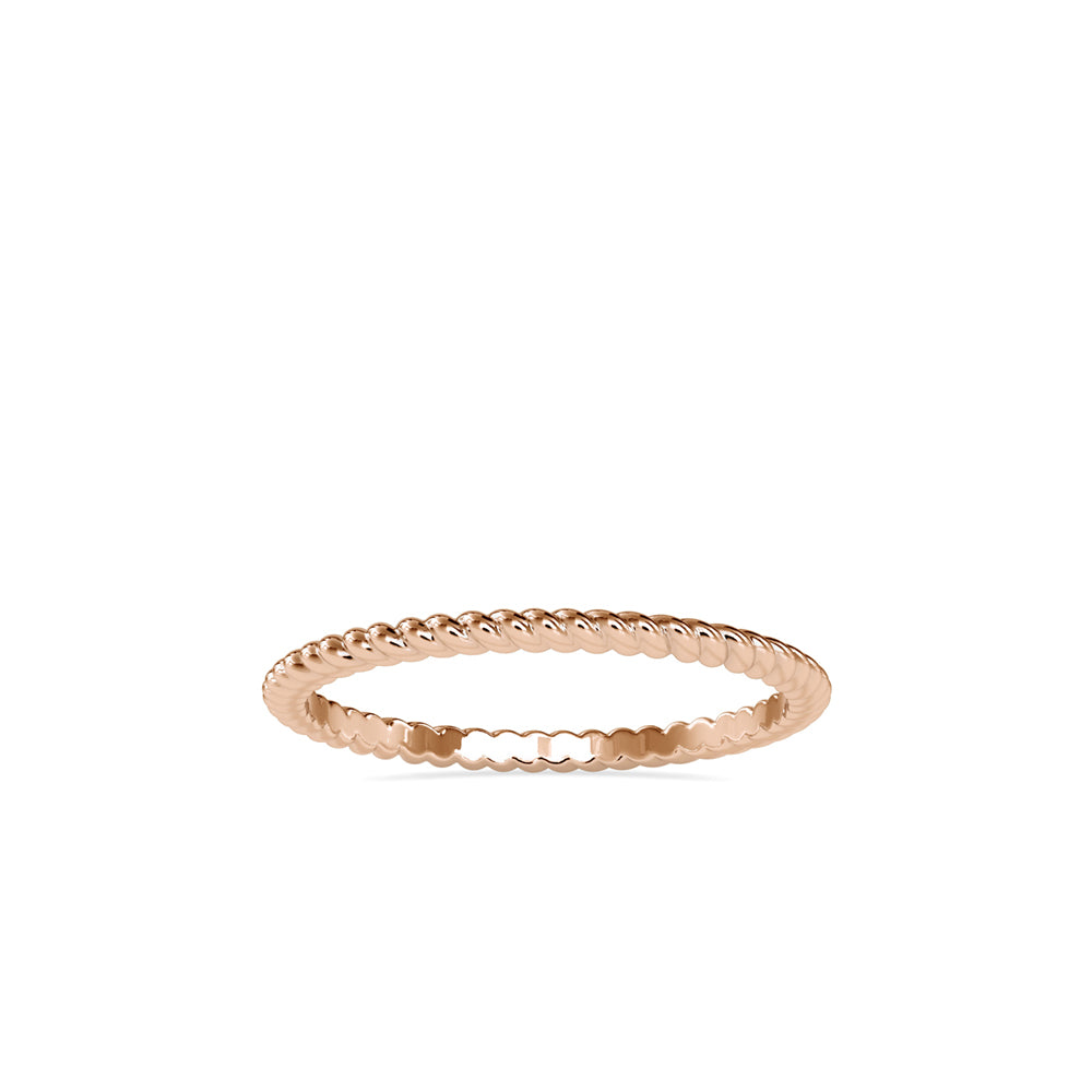 twisted wire gold band ring in rose gold