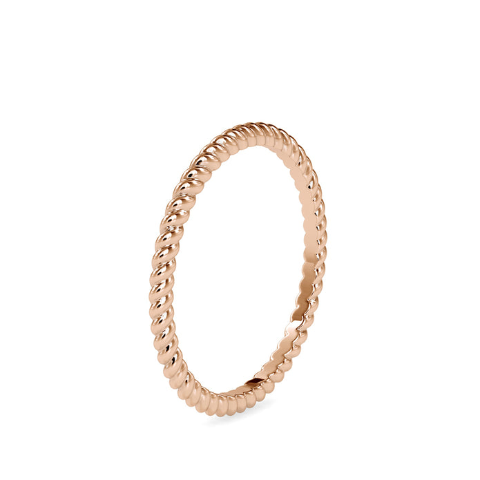 twisted wire gold band ring in rose gold