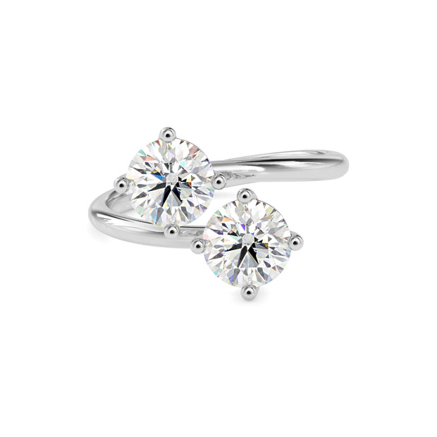 round bypass toi et moi lab-grown diamond ring in white gold