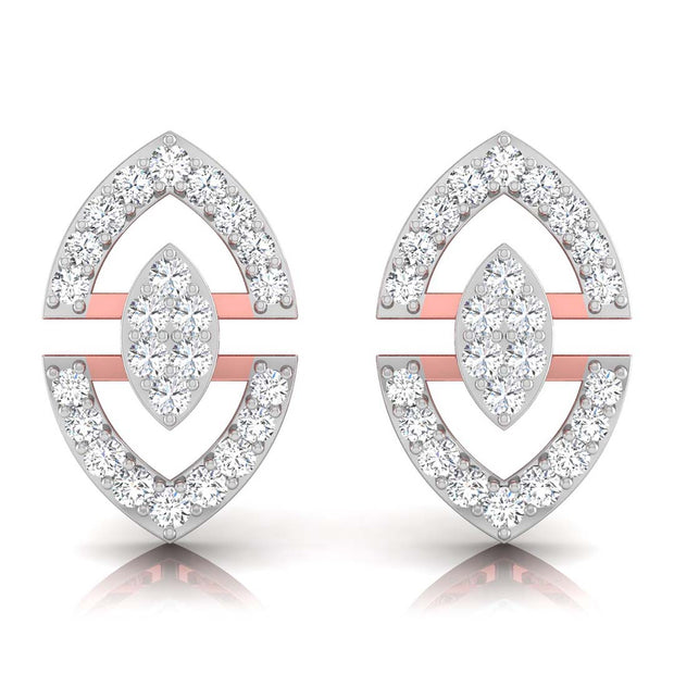 round cluster diamond stud earrings in rose gold